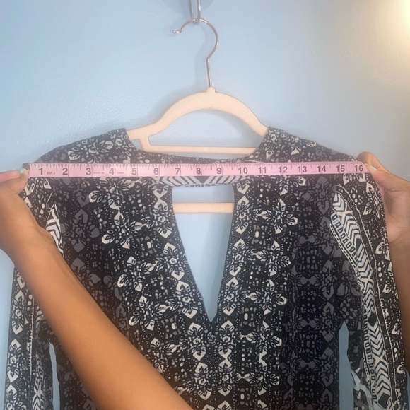 Free People OB565632 Tegan Border Printed Mini Dress in Black Size 4 - Picture 8 of 14